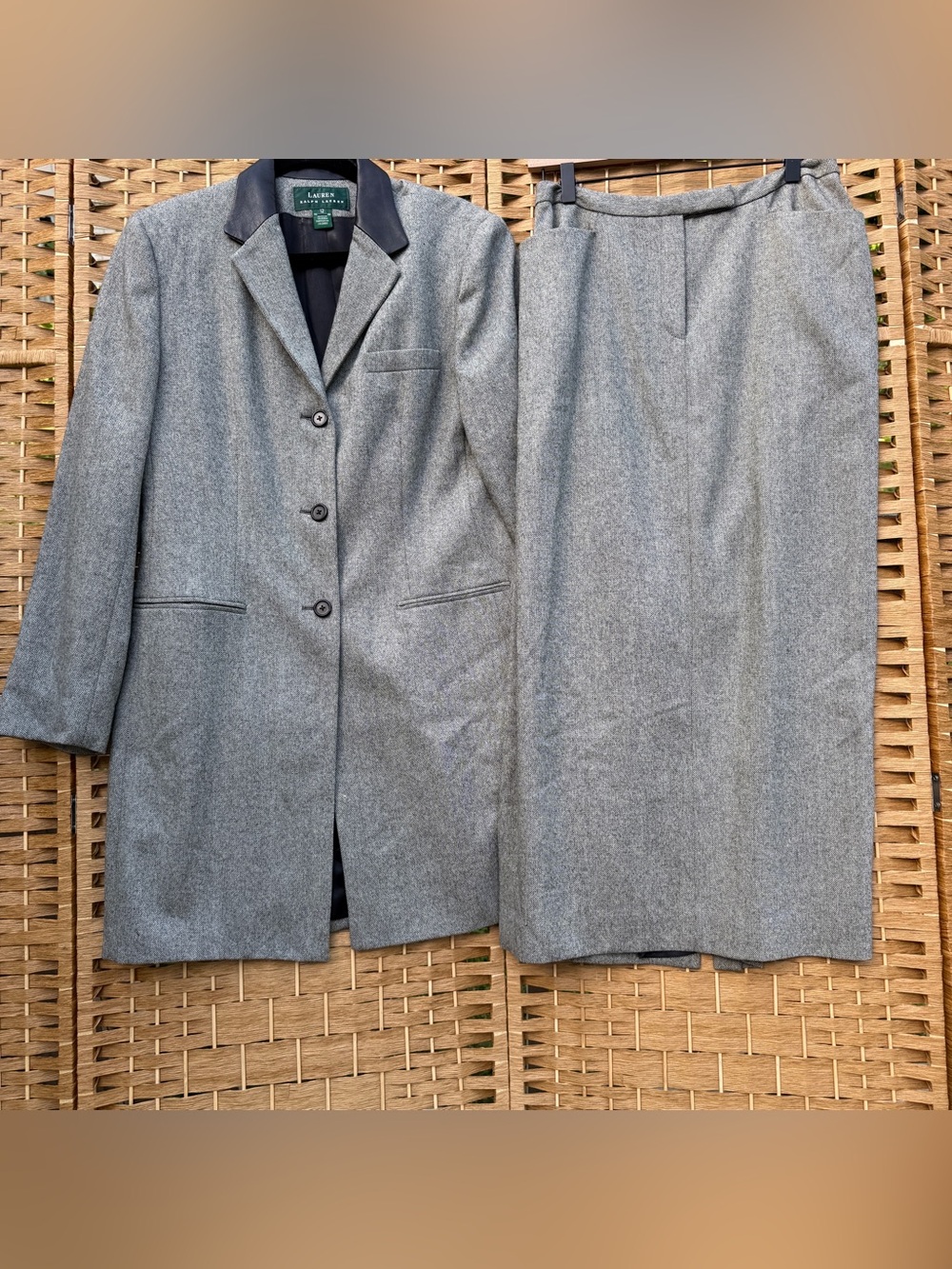 Lauren Ralph Lauren Gray Wool Blend Blazer and Pencil Skirt Set Women’s Size 12